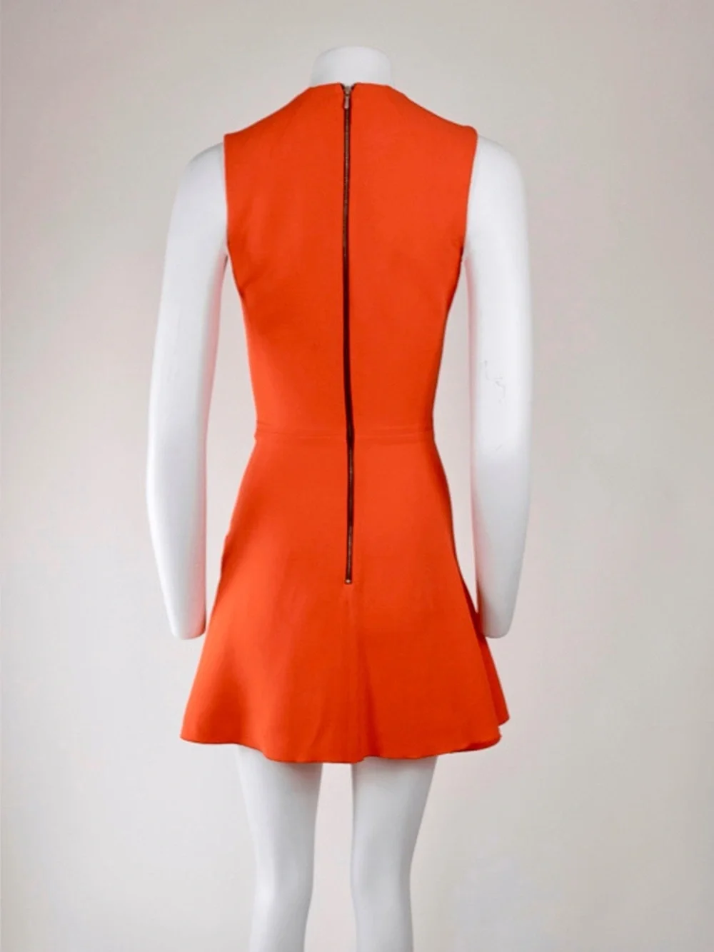 Victoria Beckham Orange Silk Wool Fit & Flare Mini Dress US 4 $980 - Picture 3 of 6